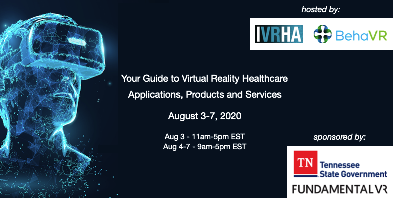 Our friends at IVRHA & BehaVR have a free online event where you can learn about the different platforms, applications, and services available today in virtual reality and healthcare: August 3-7, 2020. Full schedule/Info is available on their website. tinyurl.com/yyms2con