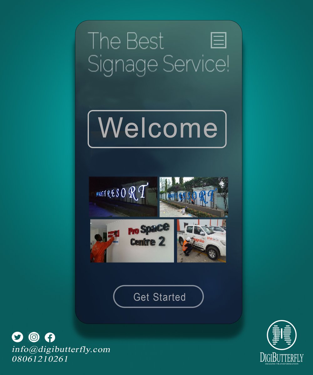 DIGIBUTTERFLYng's tweet photo. At DIGIBUTTERFLY, we are committed to developing your brand because it says who you are and what you represent.
Our unique signage solutions are:
๐บ Exterior Signage
๐บ Interior Signage
๐บ Exhibition Display Signage
๐บ Architectural Signage
#DIGIBUTTERFLY https://t.co/4rwXMqvWSq