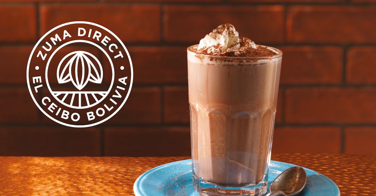 Our latest shipment of Zuma Direct organic cocoa is from the El Ceibo Cooperative in Bolivia. Available as 100% cocoa to use as your own blend in vegan milkshakes or bakes too. Or choose the 40% Hot Chocolate, perfect just as it is, or with a double espresso for a house mocha.