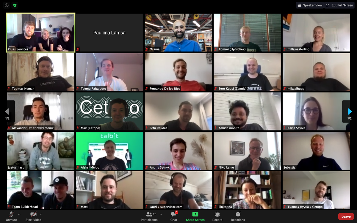 pauliinalamsa's tweet photo. This year's #KiuasAccelerator is only half-way through and in 3 weeks we've arranged a total of over 100 hours of mentoring sessions for our startups. @TorstiT, @InkaM @maizq , @PHenriettaK and @bragiel - thank you for the workshops, Q&A sessions and Founders Talks! #Ax20 https://t.co/UJXYz2ncym