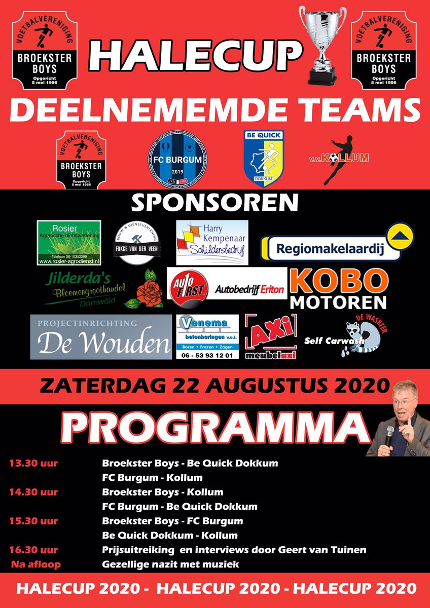 BroeksterBoys's tweet photo. 🏆 HALECUP 2020!🏆 check alle informatie op de poster! Vanaf deze plaats bedanken we de deelnemende teams en de sponsors voor het mogelijk maken van deze 3e editie! https://t.co/AD256AaY9B