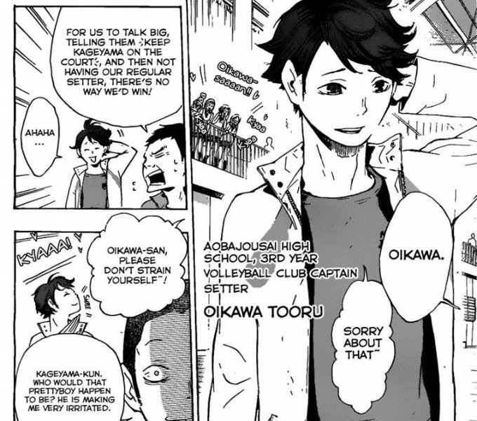 The significance of #13 to Oikawa Tooru. His first appearance was in chapter 13. Then on his first practice match against Karasuno he wore a #13 jersey. And now his ARG jersey is #13 which was José Blanco's jersey number, his inspiration who roused him to become a setter. 