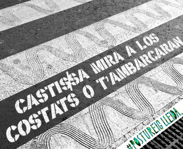 PostureigLleida's tweet photo. Felicito a @lleidajove per la seva iniciativa #FemElPas per escriure frases posturils pels passos de vianants de #Lleida. Han triat una de les meves! Iuju!! 😬😬😬🤭🤭🤭 https://t.co/O4amqg6cFf