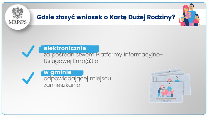 MRPiPS_GOV__PL's tweet photo. 👨👩👧👦Chcąc skorzystać z usług kulturalnych w niższej cenie bądź z możliwości zrobienia tańszych zakupów - warto posiadać Kartę Dużej Rodziny. Gdzie złożyć wniosek o #KDR❓#KartaDużejRodziny #mKDR https://t.co/u5AOEzFIJQ