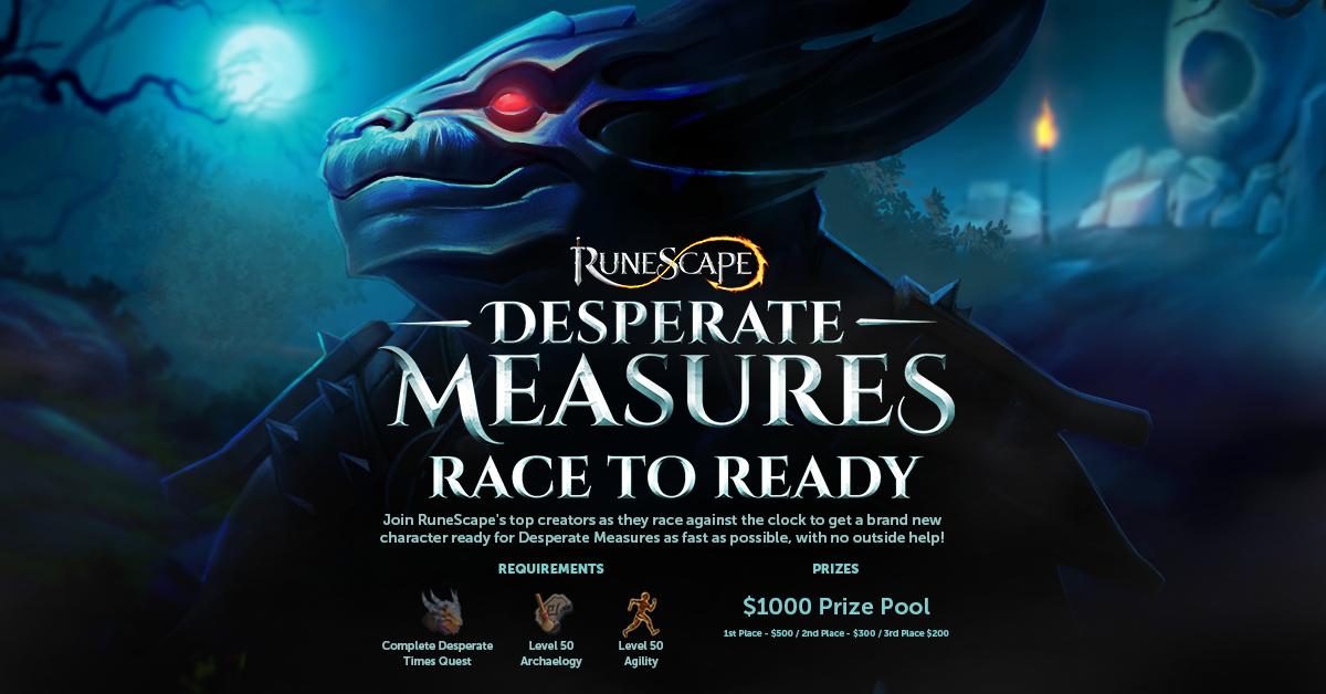 JagexCreators's tweet photo. Which creator has the skills and smarts to Race to Ready with the quickest time? Tune in to your favorite RuneScape creators to find out!

Based on the amazing input from our creators, we've decided to extend the end of the competition until Thursday the 30th at Noon! https://t.co/9tcRte6QdT