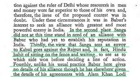 Why Should we Believe Hindu Account to be True?1. Sanga Didn't Needed any Alliance, Babur Did.2. This simply Goes Against Typical Hindu Habit of That Time.3. Babur Gives NO DETAILS of This, but he has Given Details of Other Alliances.