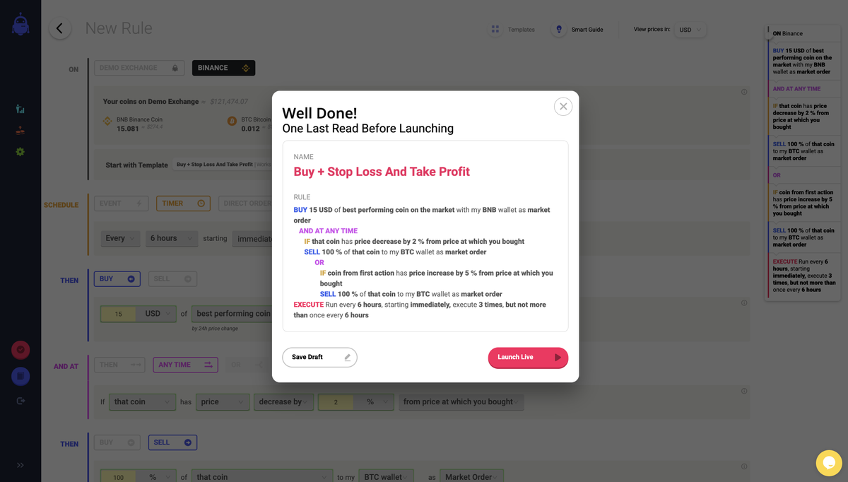 Crypto template provided by Coinrule