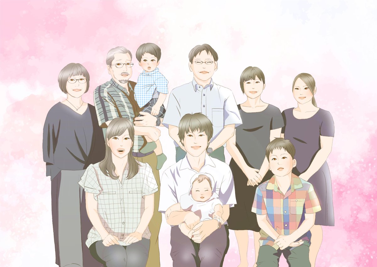 karinekodesign's tweet photo. 家族写真のイラストを描かせて頂きました☺️💓

お宮参りのお写真で、赤ちゃんが可愛くてついついほっぺをピンクにしてしまいました🤔💭❤️

#イラスト #かりねこ https://t.co/IGHy4lVfeK