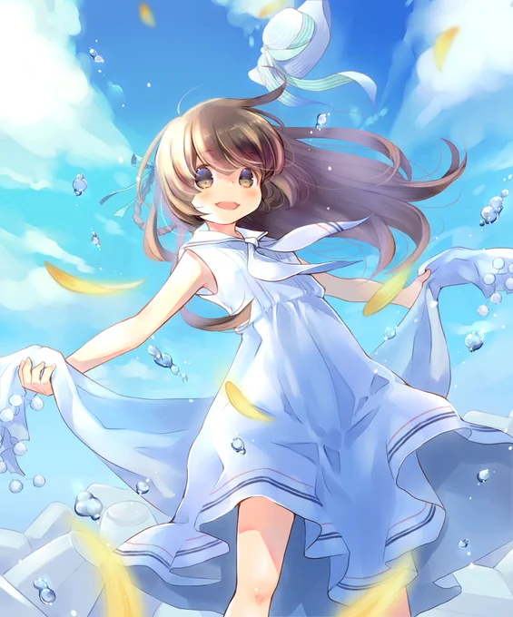 #海の日
海が描いてないけど、テトラポットがあるということは海なのだ。たぶん。 