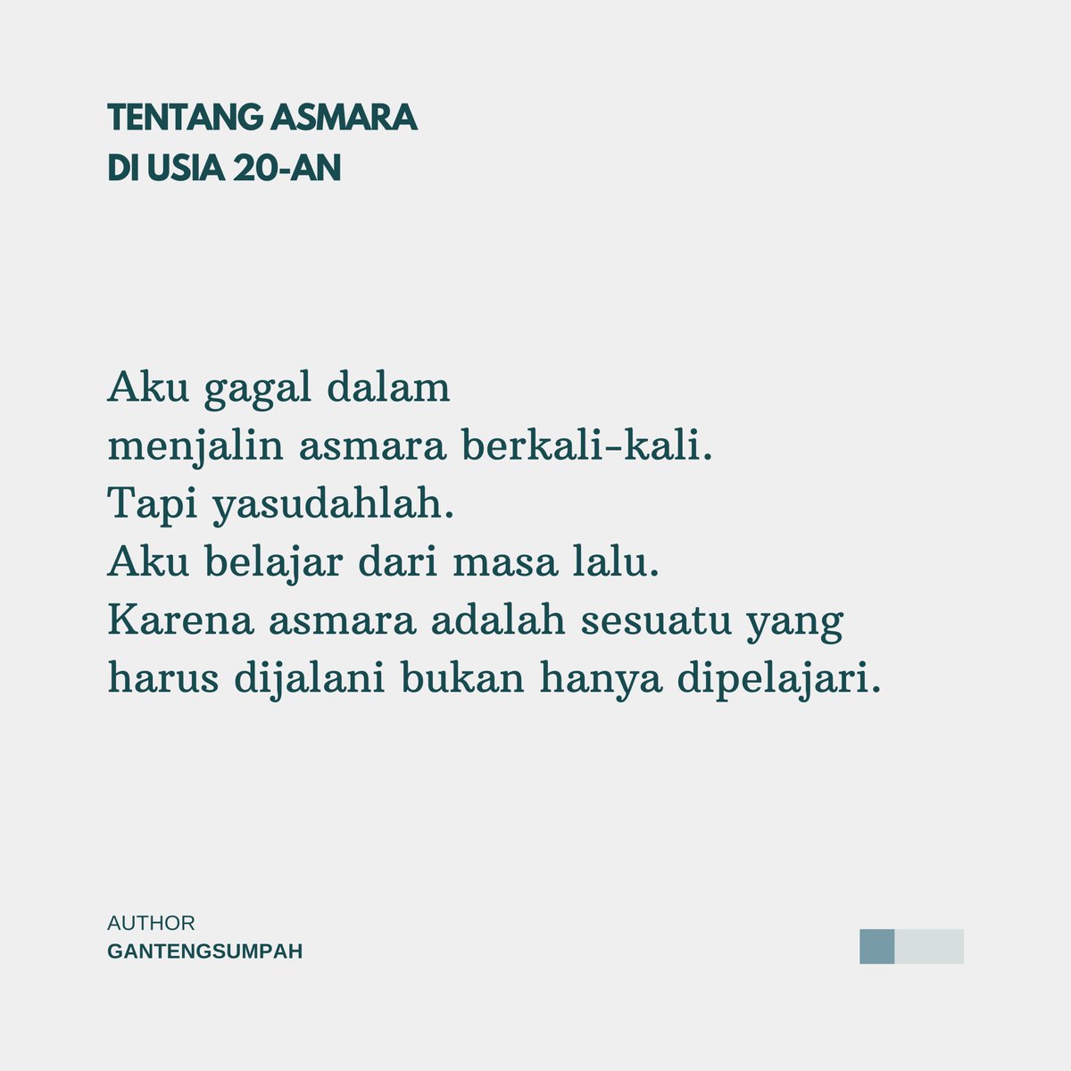 gantengsumpah's tweet photo. Tentang asmara di usia 20-an. https://t.co/cVVS1qIKLU
