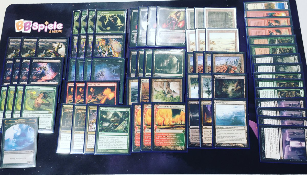 Andifeated_MTG's tweet photo. Brought homebrew Jund to the weekly Legacy tournament in Rosenheim yesterday. 13 players showed up and I only lost to Hogaak.

Deck felt promising but the list is certainly far from perfect.

#mtglegacy #eternalmagic #dailydeckpic https://t.co/h6AvAZsWNm