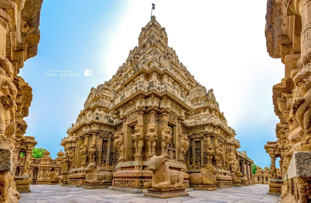 Ancient kanchi kailasanathar temple at kanchipuram in Tamil Nadu state of Bharat( india)The temple was build from 685-705AD by a Rajasimha ruler of the Pallava Dynasty