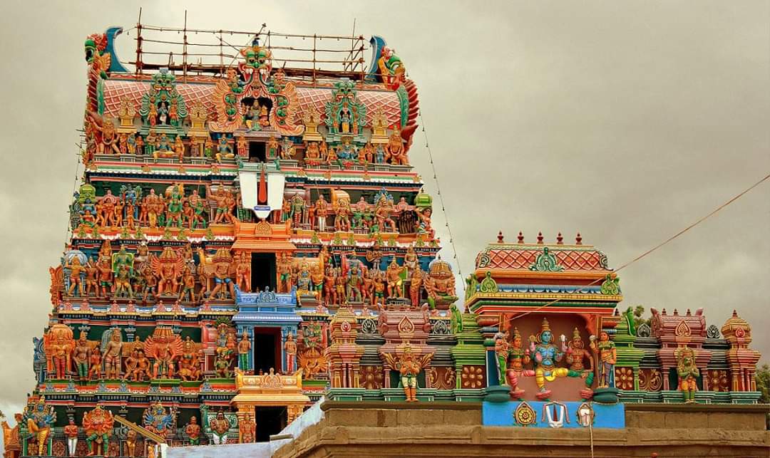 Beautiful Gopuram of Alagiya Mannar Sri RajaGopala Swamy Temple in Palayamkottai, Tirunelveli, Tamil Nadu Around 1000 years old Temple