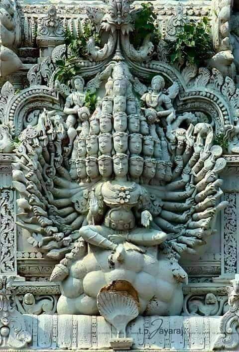 Lord Siva with 26 faces and 52 hands on the temple tower of Sucheendram in Tamilnadu. Simply superb and great work by the sculptures of our ancient days.