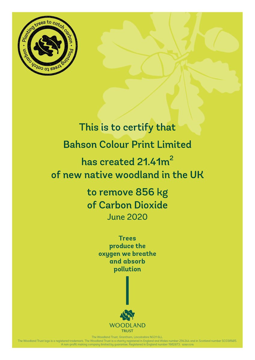 At Bahson, we offset the carbon in a number of our jobs. Last month alone, we created 21.41 square metres of new native woodland in the UK!

#sustainable #fsc #carboncapture #woodlandtrust #printing