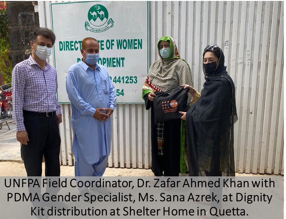 Ensuring access to lifesaving hygiene &amp; Reproductive Health commodities in remote areas during #COVID19, Dignity Kits were provided to vulnerable women &amp; girls in Shelter Homes in Balochistan by <a href="/UNFPAPakistan/">UNFPA in Pakistan</a> in partnership with PDMA, Women Development Dept &amp; Social Welfare Dept