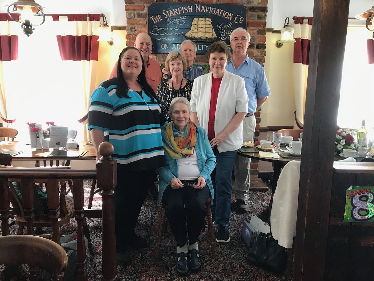 In 2017, David and Gina took Mum back to Portsmouth for her 80th birthday (I'd just started working at USC).Her much younger sister (born decades after Mum's childhood photo) came over from Ireland, and her cousins were also there (there's Uncle Mike going in for a cuddle).