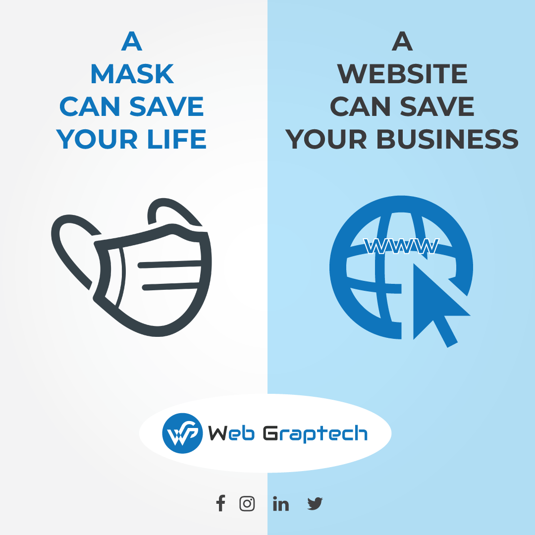 webgraptech's tweet photo. #Webgraptech Today's scenario , we all are using mask to protect our self from Covid-19. all businesses should come to online, and we #webgraptech can help them by create amazing website for their wonderful business https://t.co/K1rTUZPMDV
