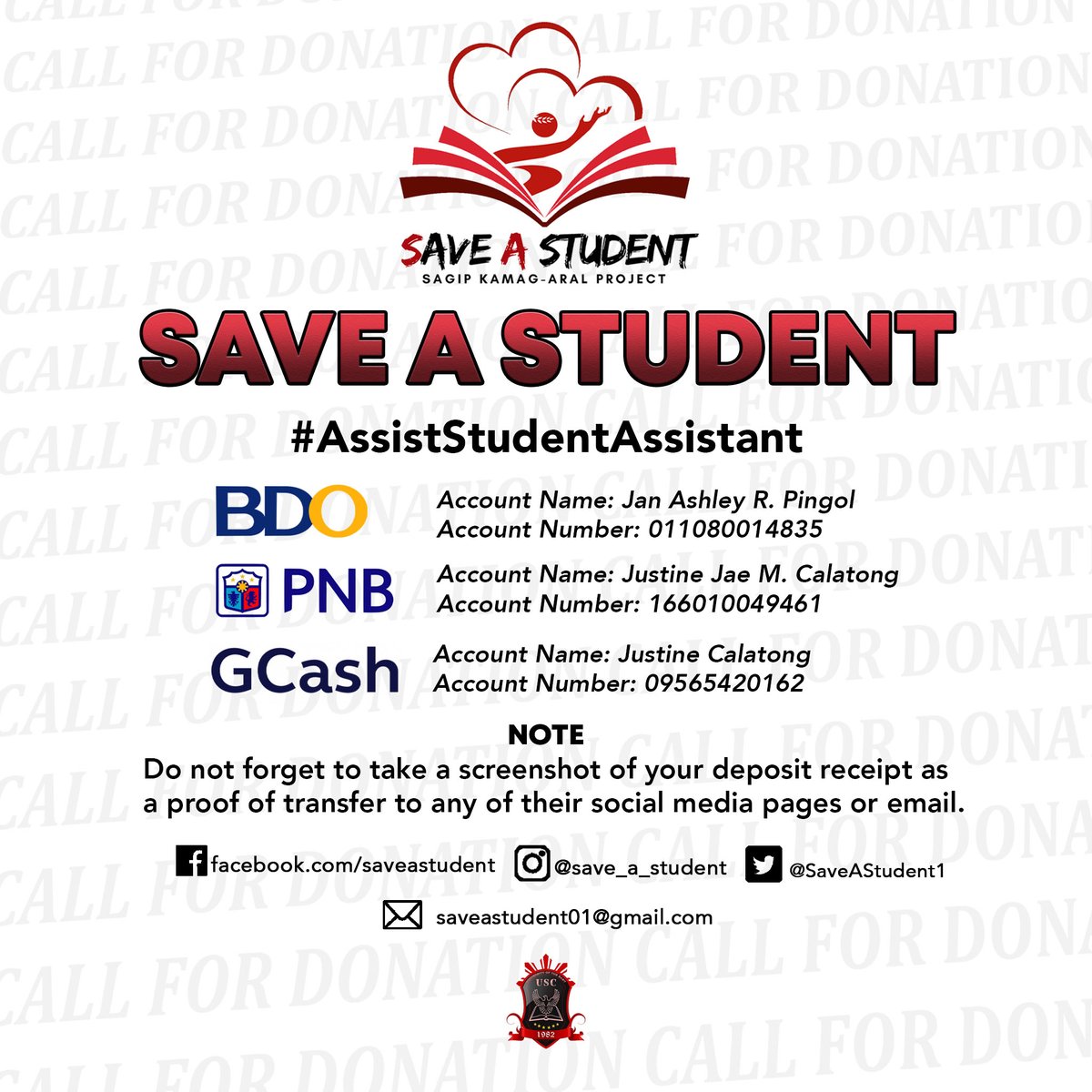UEUSC_Official's tweet photo. The USC together with the Sagip Kamag-aral project aims to Save the students in the best way we can.
This project intends to raise funds to help the student assistants in continuing their education especially during this trying times.
#UEHearYourStudents
#SaveAStudent https://t.co/csVPsE8lgf