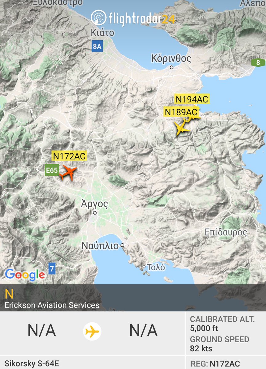 landingsgr's tweet photo. From the early morning hours today at least 5 @EricksonInc #S64E #Skycrane are firefighting again for 2nd day the #WildFires 🔥 at #Kechries #Κεχριές #Greece. All refueling at #MegaraAB #LGMG.
N154AC #GeorgiaPeach
N172AC #Mariah
N189AC #GypsyLady
N194AC #Delilah
N6962R #Olga https://t.co/6IcqhCy9lj