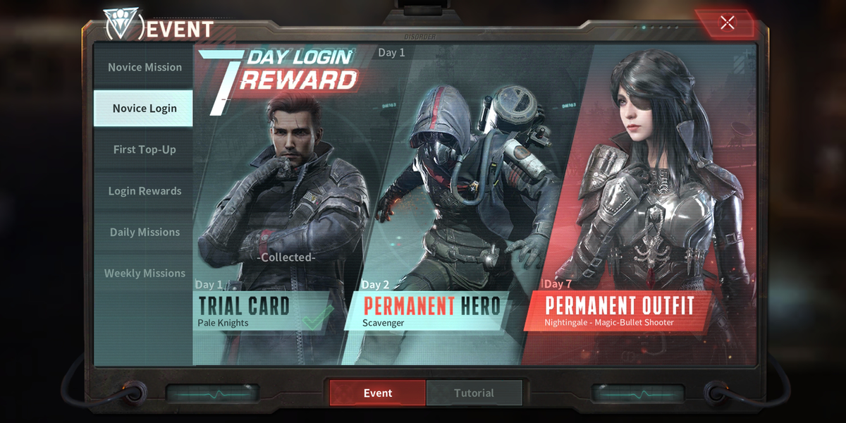 disorderen's tweet photo. The Novice 7-Day-Login event is ongoing! New players could collect rich rewards every day by simply logging in! 🤩

#Disordergame #NetEaseGames #gaming https://t.co/ceUkQJiYfn
