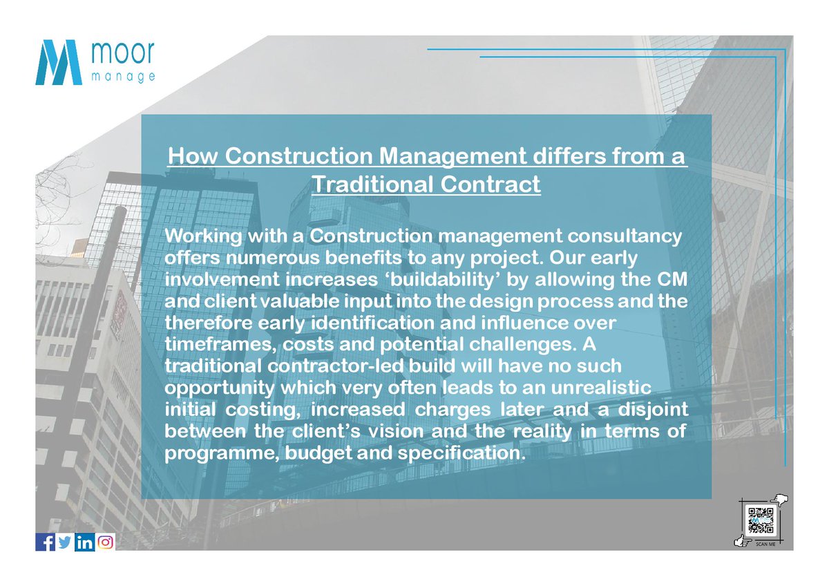 Moor_Construct's tweet photo. What makes Construction Management a better alternative to a Traditional Contract?

We would be more than happy to provide a short presentation to you and your colleagues on the benefits.

admin@moormanage.com

#constructionmanagement #construction #procurementroute #benefits https://t.co/qQQjNnJlOy