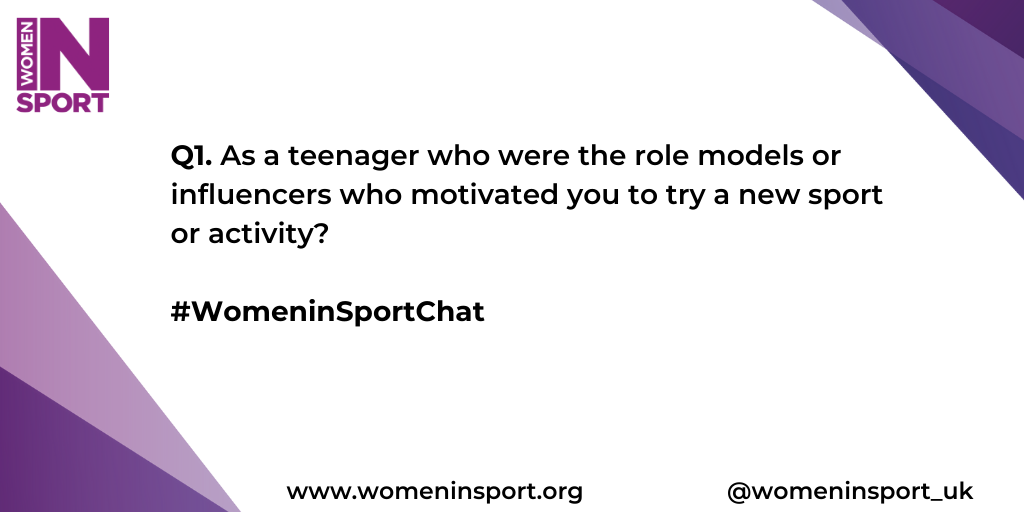 Womeninsport_uk's tweet photo. Our first question today...

Q1. As a teenageer, who were the role models or influencers who motivated you to try a new sport or activity? 

#WomeninSportChat https://t.co/3uCHUv4oAV