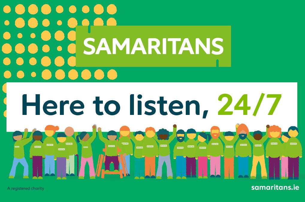 SamaritansIRL's tweet photo. Today is 24/7 – 24th July is used to highlight that Samaritans volunteers are here 24 hours a day, 7 days a week. If life’s hard right now, we’re here to listen so you don’t have to face it alone. Call free day or night on 116 123 or email jo@samaritans.ie #TalktoUs https://t.co/LjU3DYCFrf
