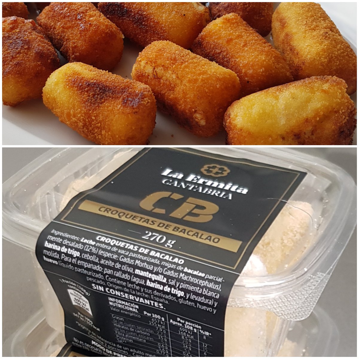 Primera vez en mi vida que compro #cocretas congeladas 🥶 y reconozco que mi concepto ha cambiado 🤔👌🏽 las compré porque eran de #laErmitaCantabria y soy muy fan de sus productos 😋🙌🏽🔝
#cocreta #productodecantabria #frozenfood #comidacongelada #muyrico #yummy😋😋 #croquetas