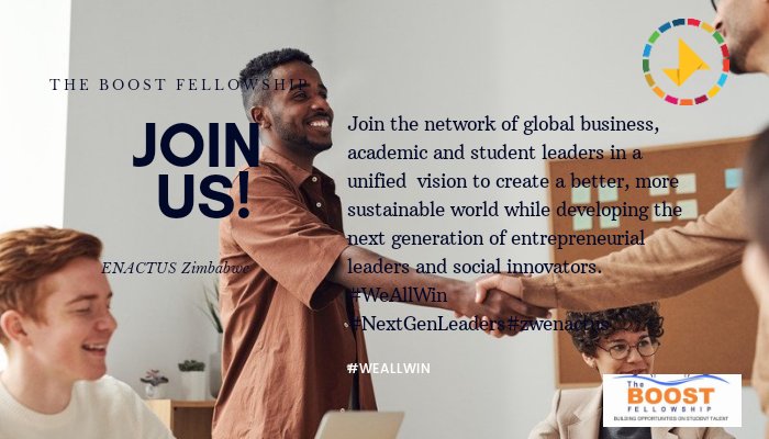 BOOSTFellowship's tweet photo. 6 Days to go #countdowntoenactuszw
As the days for #BOOSTEnactus2020 are fast approaching calendar block the dates 29th to 31th of July 2020. Join us a we engage in conversation and dialogue around important issues that involve our youth and the entrepreneurship environment. https://t.co/Q4OFcMFuMr