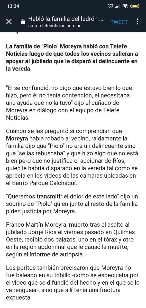 "El necesitaba una ayuda que no la tuvo" "Piolo no era un delincuente sino que se las rebuscaba".
Ya me puedo sacar los ojos o todavía tengo que seguir leyendo estás burradas