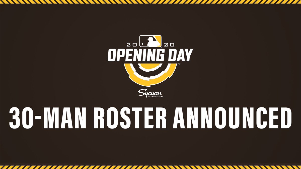 Padres's tweet photo. The #Padres have announced the 30-man Opening Day roster!
Seven players are making their first appearance on a Major League Opening Day roster: https://t.co/SXNG2zITuu https://t.co/0vF6K3VfU5