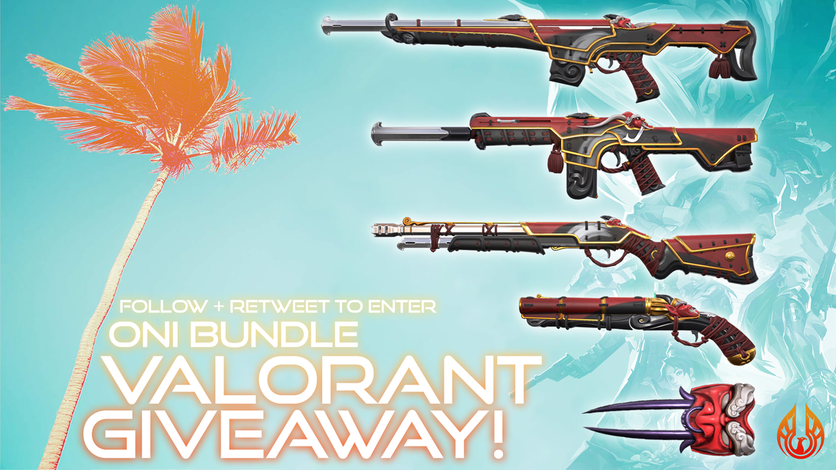 RISE_ESC's tweet photo. On the fourth day of Christmas RISE Esports gave to me one Oni Skin Set Bundle! Follow and retweet for a chance to win today's #ChristmasInJuly prize. Don't forget to tag a friend and spread the holiday cheer!

#VALORANT 
#VALORANTGiveaway https://t.co/KNyBak9IJj