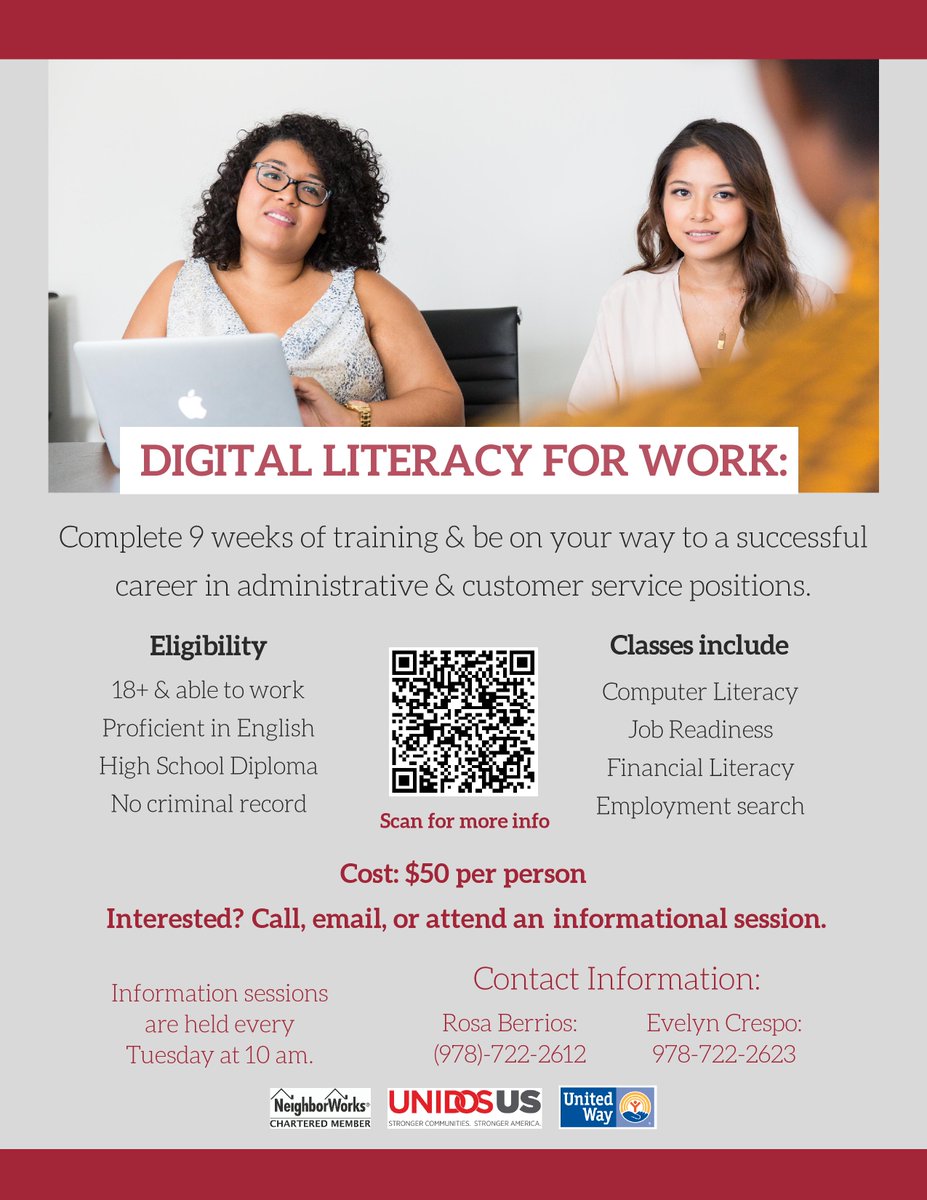 ProgressClothin's tweet photo. Are you looking for a new job? A career change or better job prospects? Attend one of Lawrence CommunityWorks (@LCWorksOrg) virtual info sessions (via Zoom) to learm more: https://t.co/V8VSkMAOJY https://t.co/dX3HnsTpUR