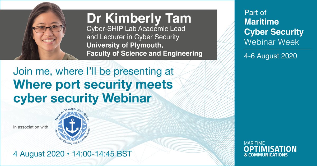 For <a href="/RivieraMaritime/">RivieraMaritimeMedia</a>'s #Cybersecurity Week webinar, "Where Port Security Meets Cyber-Security", our own Kimberly Tam joins MTS-ISAC's Scott Dickerson &amp; <a href="/McDermottLaw/">McDermott Will & Schulte</a>'s Paul Ferrillo. See you there? rivieramm.com/events/maritim… #portsecurity #shipping #maritime <a href="/PlymUni/">University of Plymouth</a>