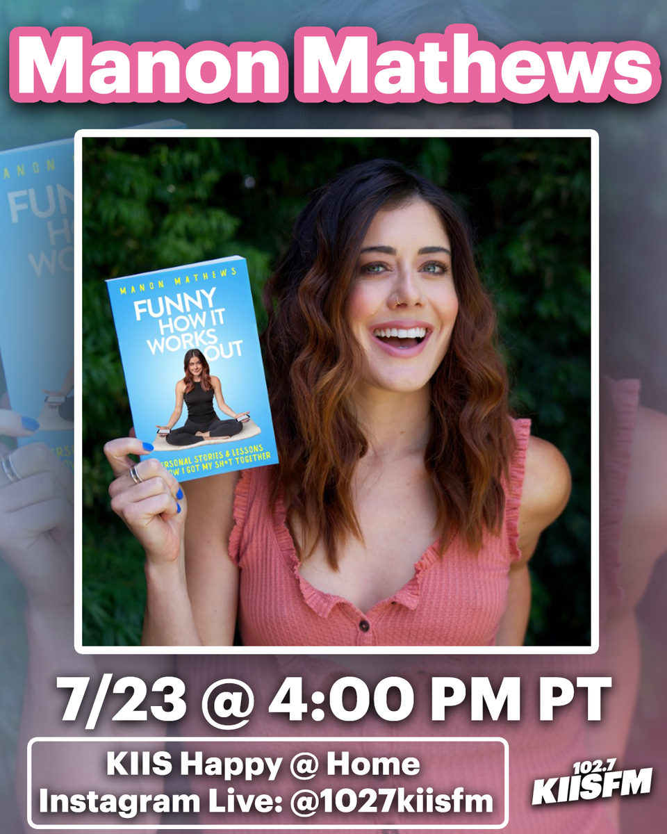 1027KIISFM's tweet photo. .@ManonMathews is joining us LIVE on IG today to discuss her new book 'Funny How It Works Out' ๐!
Watch @ 4PM PT: https://t.co/sN7GOE6eAa ๐บ
#KIISHappyAtHome #ManonMathews https://t.co/K2uYMmcCgC