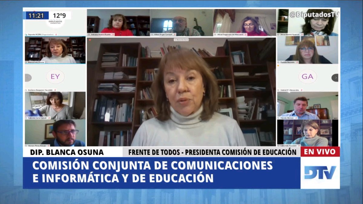 Reunión entre las comisiones de Educación y Comunicaciones e Informática de @DiputadosAR. Expusieron @LauraTMares de Educar, @martinolmosok Jefatura de Gabinete y @GonzaQuilodran de @ENACOMArgentina para hablar sobre conectividad y brecha digital. @PabloCarroOk @FrenteDeTodos