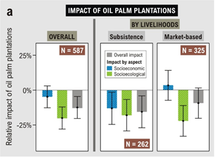 Certification was linked to reduced poverty in villages with primarily market-based livelihoods, but not to those with subsistence livelihoods dominating before switching to oil palm. Similar pattern in each island, depending on where palm was planted #DICECON20  #BioHWB /5