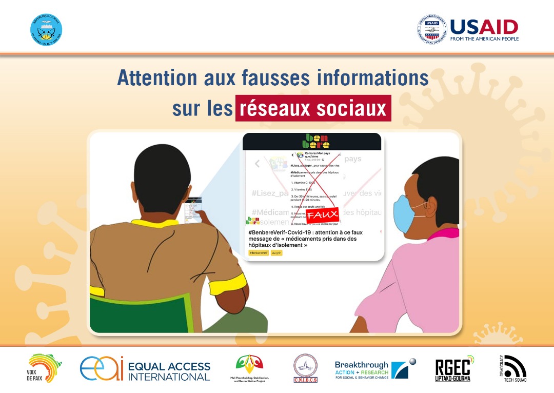 EqualAccessMali's tweet photo. Faisons attention aux fausses informations qui circulent à travers les réseaux sociaux sur la COVID19. 
#StopCOVID19ml
#Je_porte_un_masque 
#StopCOVID19ml
#Je_porte_un_masque https://t.co/u92fYVzVdL