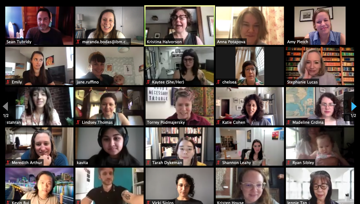 MarandaBodas's tweet photo. A major *pinch me* moment getting to meet all of the amazing speakers for this year's @buttonconf (The picture below only captures half of them!) https://t.co/Bri3Rc4iPu