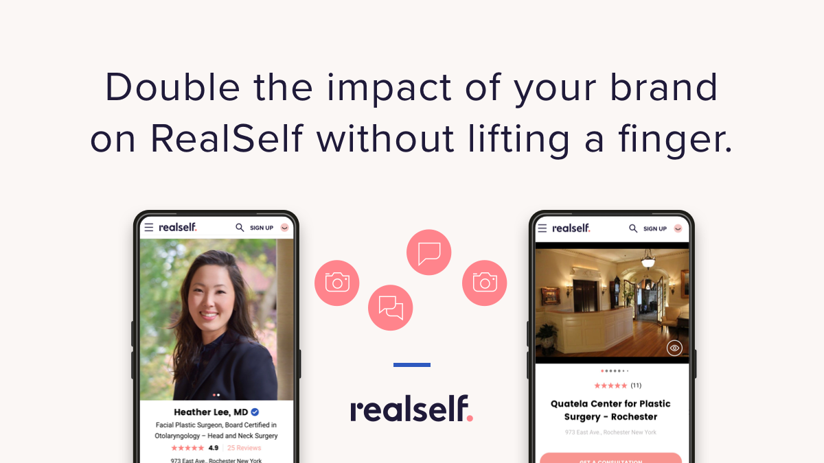 DrCommunity's tweet photo. We've powered up Business Pages. RealSelf Network doctors will now have their reviews, photos &amp; answers shared automatically from doctor profiles to Business Pages. Double the benefit from profile content + double the impact to your brand. Get started: https://t.co/iMV1W65it8 https://t.co/6YF6XGJWKz
