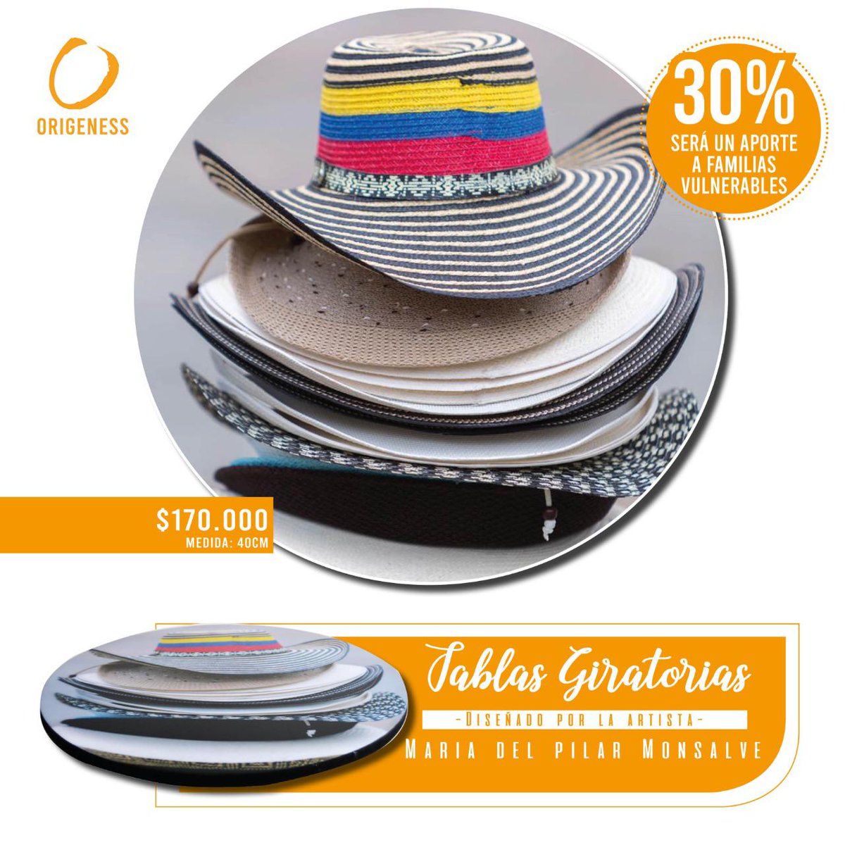 origenesscolom1's tweet photo. Creemos que los #Colombianos debemos ayudarnos, por eso las utilidades de nuestros productos van a mercados para familias vulnerables. Te presentamos nuestra nueva colección de Tablas Giratorias creadas por la artista Maria del Pilar Monsalve. #TuCompraAyuda #FelizJueves https://t.co/ch2MPiBcAi