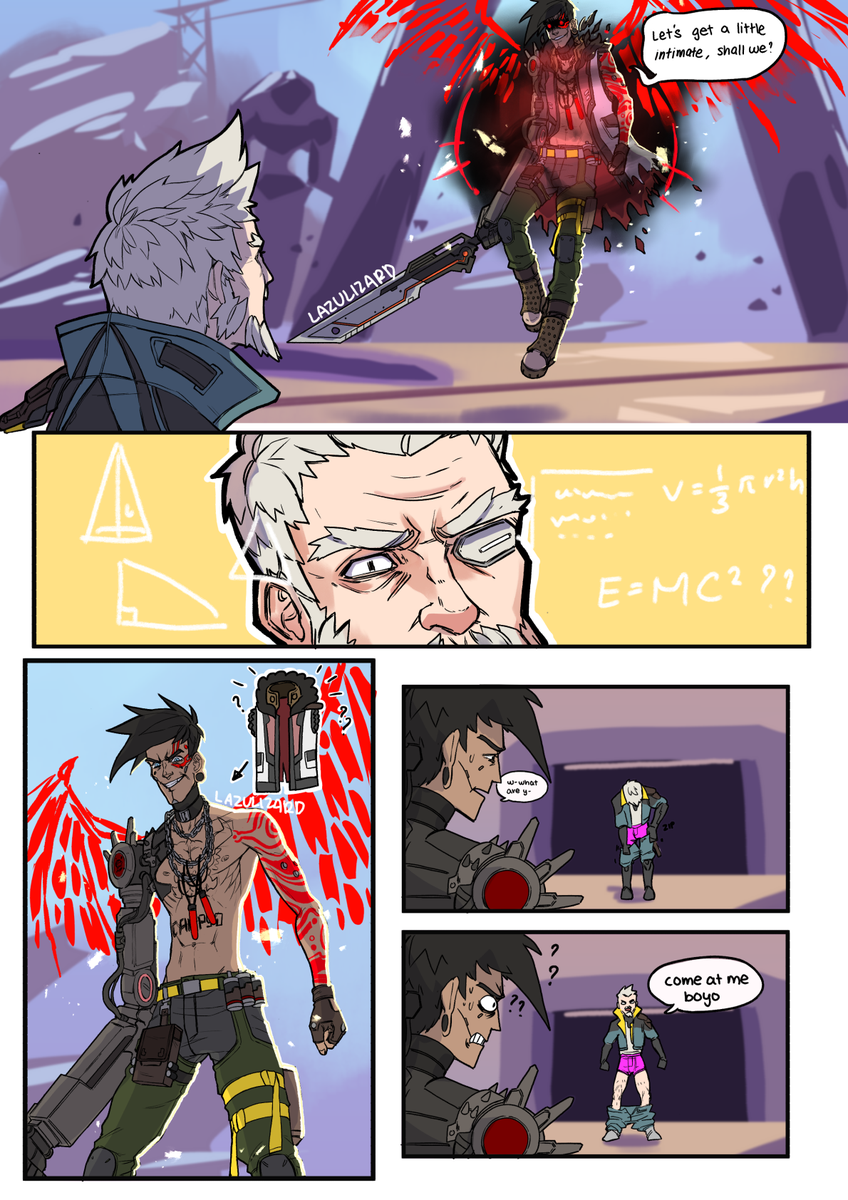 decided to clean up one of my very old WIPs, its been a year we still dont know what happened to Troy's jacket in that fight i need answers #borderlands3 #borderlands #troycalypso #zaneflynt #art #comic 