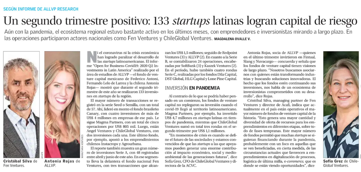 ACVCchile's tweet photo. Inversiones en Latinoamérica en VC siguen con fuerza💪, apoyando startups que generan empleo, y desarrollan la región, felicitaciones @all_vp y @CG_Ventures 
@Corfo @Min_Hacienda @meconomia @LucasPalaciosC @antonia @Sofiagrez1 https://t.co/CmAf3bXTcp