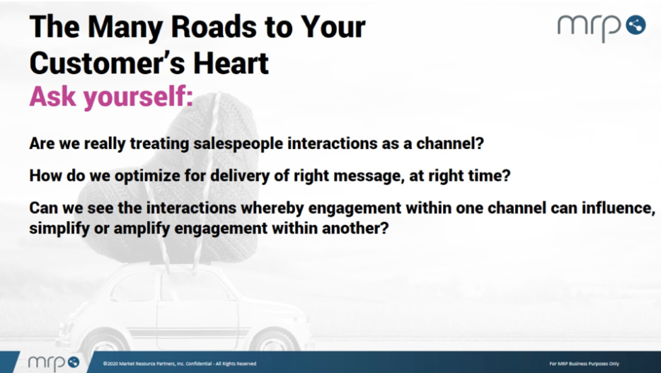 DG_Report's tweet photo. Many do not treat salespeople interactions as channels, but they should. When you do, their interactions, timing and messaging need to be informed by data as much as other digital engagement. Join now and hear more: @MRP_Prelytix #Bii20 https://t.co/Q5l9qpedqv https://t.co/1jUNpNt74O
