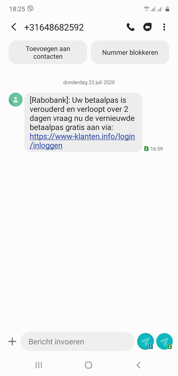 Amiri4's tweet photo. @Rabobank net kreeg ik deze sms.
Het klopt van geen meter. Beste mensen, graag alert zijn. Mvg https://t.co/EJ2R8IZLNt