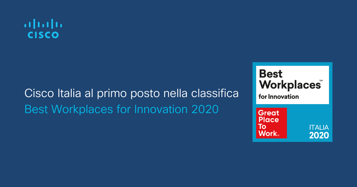 SantoniAgo's tweet photo. Per la prima volta abbiamo vinto il #BestWorkplaces for #Innovation 2020. Un grande orgoglio, che si aggiunge al #BestWorplaces che otteniamo dal 2016. È un riconoscimento per tutta @CiscoItalia, donne e uomini straordinari, da cui ogni giorno imparo qualcosa. Grazie! https://t.co/XD9DbALmkg