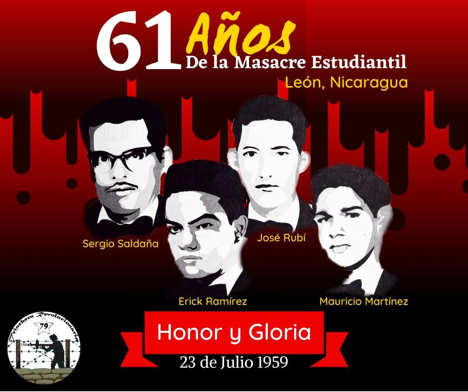 lenertorres82's tweet photo. El Ministerio de Educación del departamento de León conmemora el día nacional del Estudiante Nicaragüense, en homenaje a 4 estudiantes universitarios asesinados por defender sus derechos el 23 de Julio de 1959. A 61 años la lucha sigue, Aprendemos para prosperar.
@minednicaragua https://t.co/R2MylFLSff