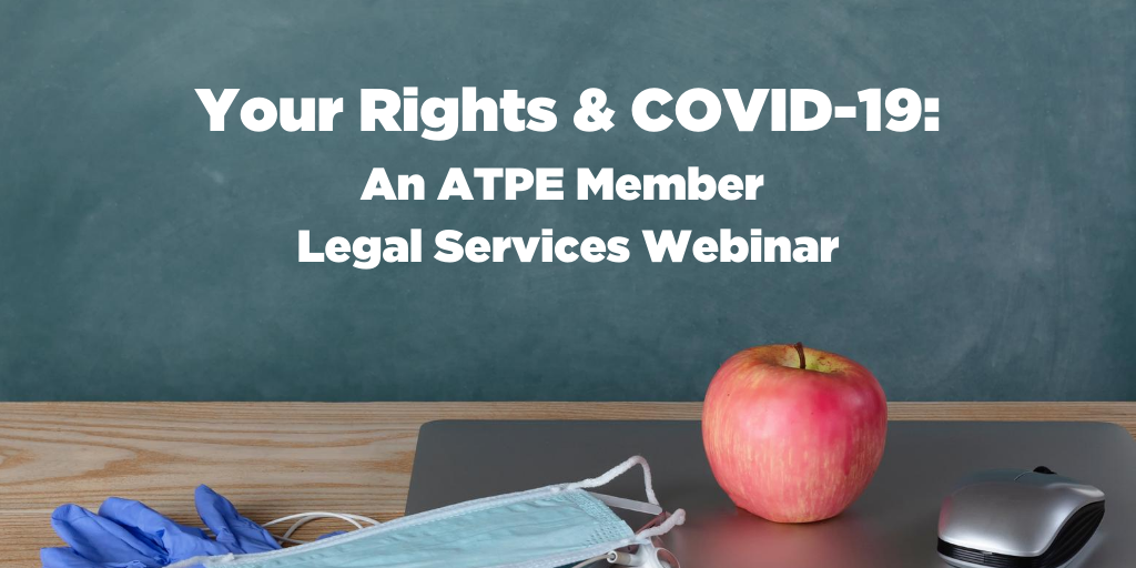 OfficialATPE's tweet photo. Join us at 4:30 p.m. CDT July 30 to learn how #COVID19 affects the rights of Texas educators as the 2020-21 school year begins. Free &amp; open to all #txed. Register at https://t.co/VzbIchrbP4. https://t.co/HoMOLasrXD
