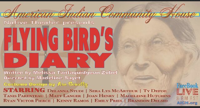 facebook.com/events/2364675… TONIGHT Online Reading All Star Cast 7/23/2020 8pm EST <a href="/madelinesayet/">Madeline Sayet</a> <a href="/delanna_studi/">DeLanna Studi</a> <a href="/TyDefoe/">Ty Defoe</a> <a href="/TanisParenteau/">Tanis Parenteau</a> <a href="/SeraLysMcArthur/">Sera-Lys McArthur</a> @MadHutchins &amp; more!
tonight 7/23 8pm EST #FlyingBirdsDiary #NativeTheatre <a href="/CTHistory/">CT History</a> #NewEngland <a href="/NDNLit/">Native Lit & Culture</a> <a href="/AASLH/">American Association for State and Local History</a> <a href="/AHAhistorians/">American Historical Association</a>